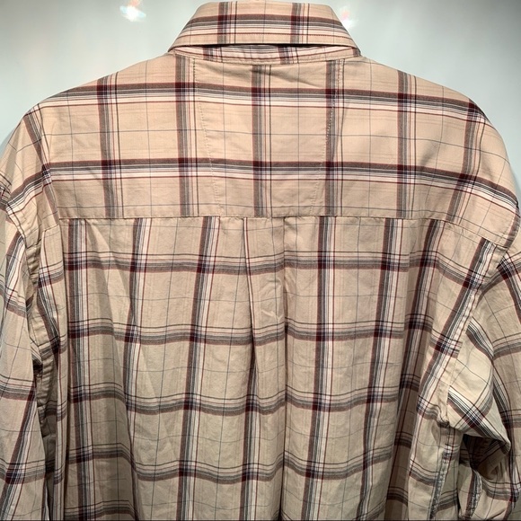 Wrangler George Strait Button Down Shirt Size Large Tan Plaid Men - Picture 4 of 8